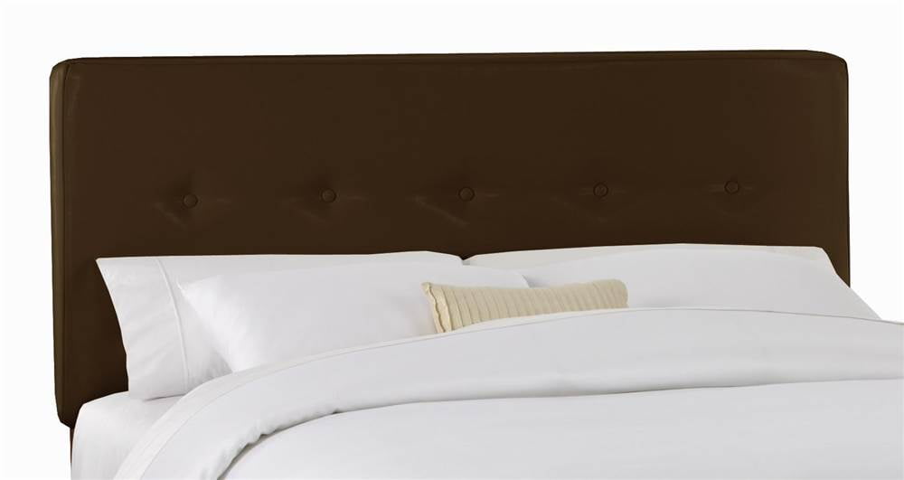 Button Tufted Headboard w Foam Padding in Vinyl Brown (Queen)