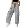 thumbnail image 4 of Lmueinov Women's 90s Retro Parachute Cargo Pants Elastic Waist D string Multi Pockets Baggy Wide Leg Streetwear Casual Hiking Jogger Pants, S-XXL, 4 of 7