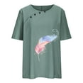 thumbnail image 4 of Ladies Summer Tops Sale, Plus Size Tops for Women Loose Casual Dandelion Printed Round Neck T-Shirts Ladies Comfy Short Sleeve Linen Blouse Summer Retro Tunic Tops, 4 of 6