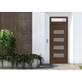 thumbnail image 3 of Front Exterior Prehung Metal-Plastic Door Frosted Glass | Manux 8113 Walnut | Top Sidelite Transom | Office Commercial and Residential Doors Entrance Patio Garage 32 x 94 (W32x80+14) Left-hand, 3 of 6