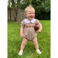 thumbnail image 4 of Baby Girl Football Outfit Striped Short Bubble Sleeve Doll Collar Romper, 4 of 10