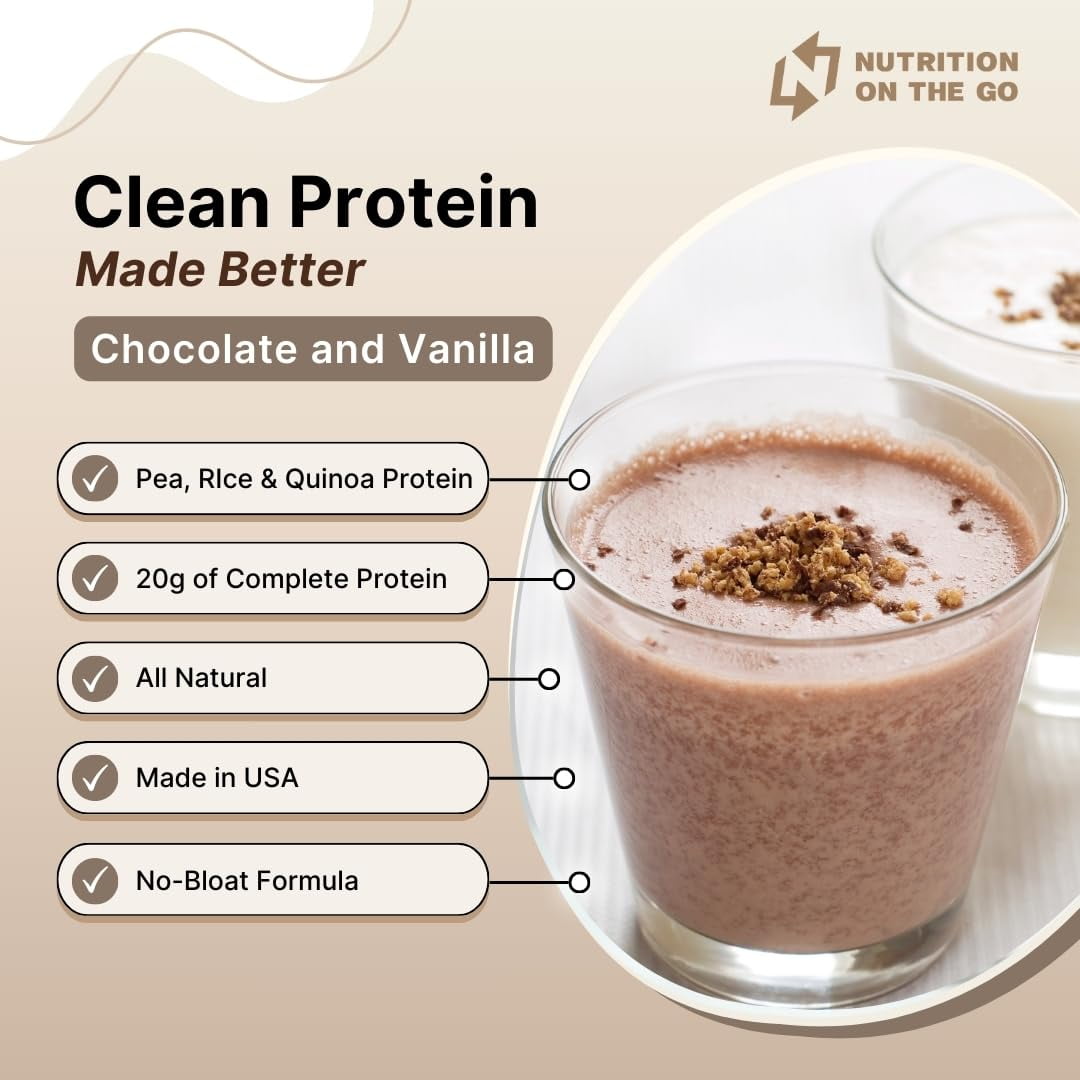 Chocolate Vegan Protein Powder with Creatine - 20g Plant-Based Protein, 5g Creatine - All-Natural, Gluten-Free, Easy Mix, TSA Friendly - Single-Serve Packets for Travel, Gym & Recovery (60-Pack)