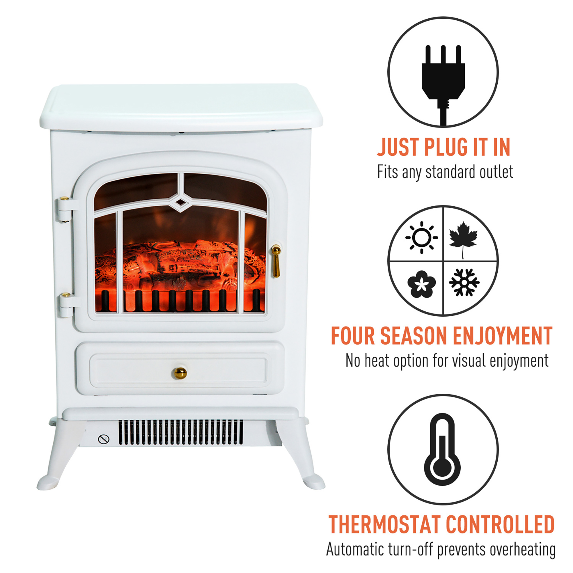 HOMCOM Freestanding Electric Fireplace Heater with Realistic LED Log Flames  - Walmart.com