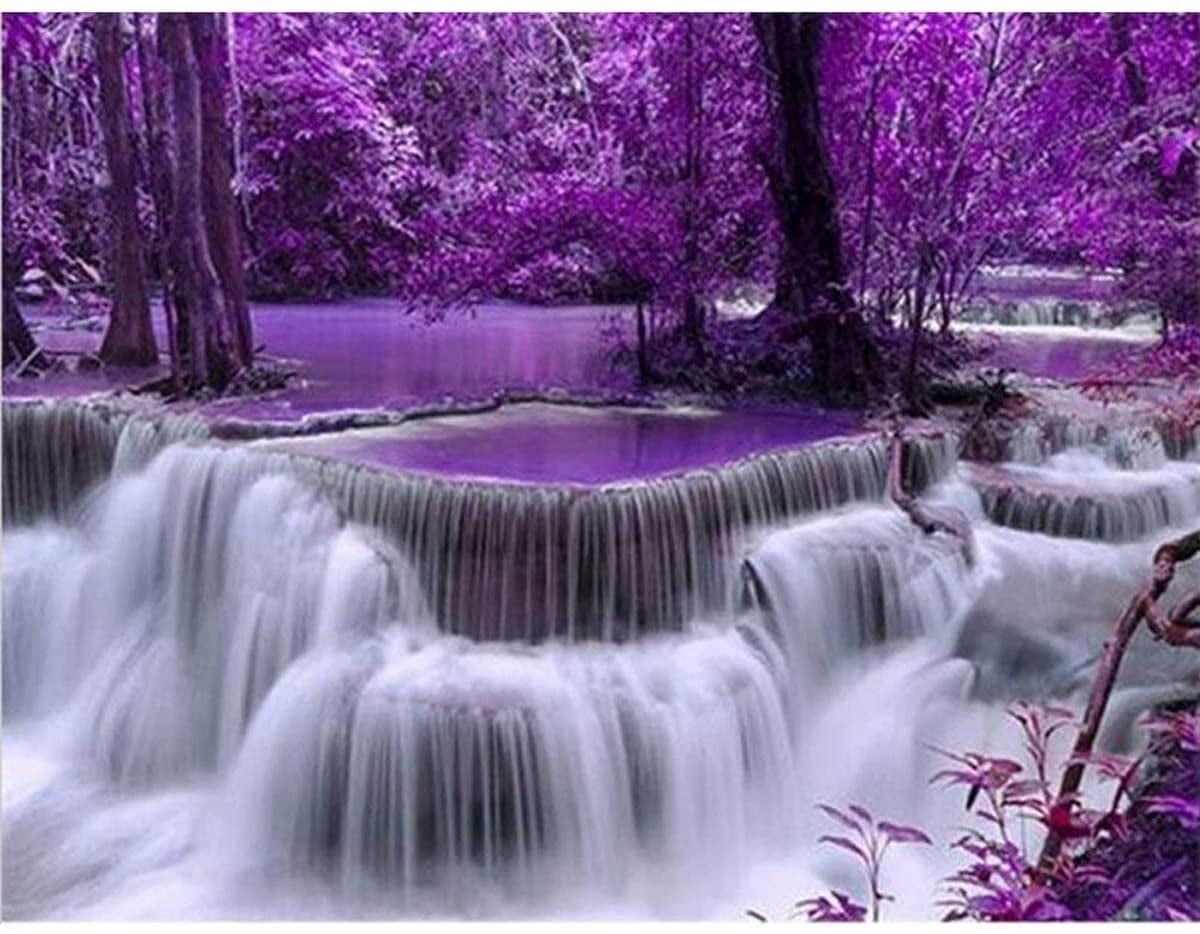 Kit de Peinture Diamant 5D DIY Broderie Cascade Violette 30x40cm