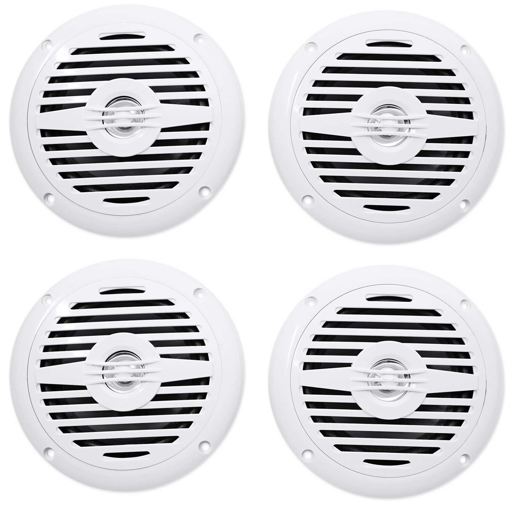 (4) Rockville MS525W 5.25" 200 Watt Waterproof Marine Boat Speakers 2Way White