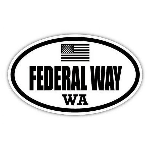 Federal Way WA Washington King County Stealthy Subdued Old Glory US Flag Oval Euro Decal Bumper Sticker 3M Vinyl 3" x 5"