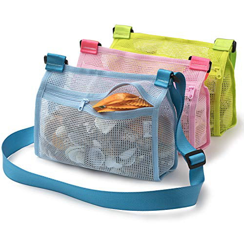 Tenrai Seashell Mesh Tote, Shell Bag, Beach Toy Bag, Toy Bags, Kids  Sandboxes, Nets Bag (Blue & Pink & Green, 3 Packs)