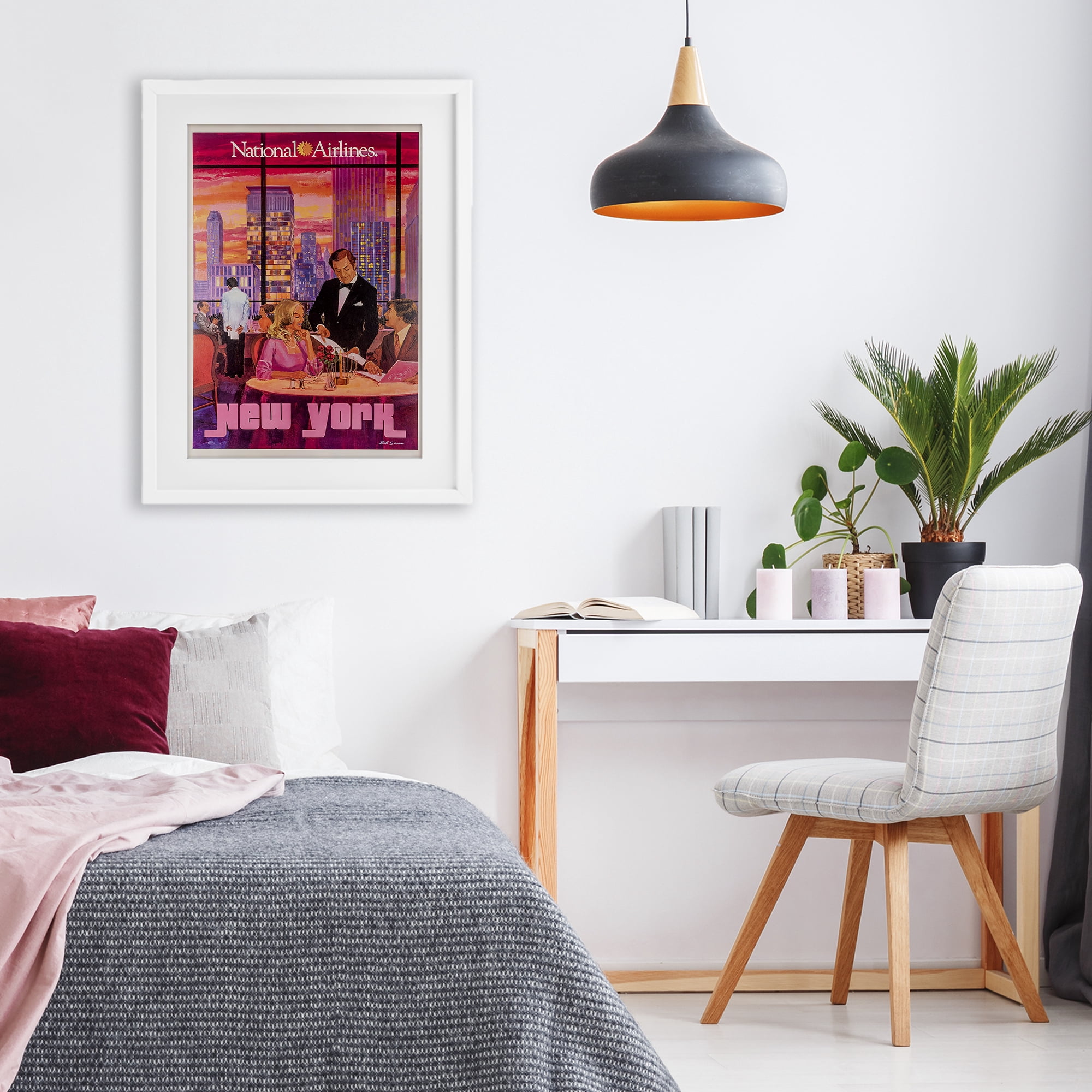 Stupell Industries Vintage New York Dining White Framed Print Under Glass, design by Vintage Posters