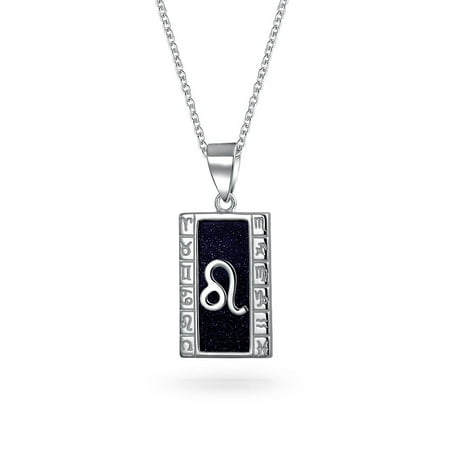 - Blue Goldstone Leo Zodiac Pendant Necklace 925 Silver 18in