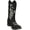 Black, variant on Women’s Leather Cowboy Boots Square Toe Floral Embroidered Retro Vintage Western Boots