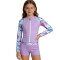 thumbnail image 4 of JAJAHO Girls Swimsuit 3 Pieces Long Sleeve Rash Guard Set Tropical Printed Tankini Bathing Suits Summer Kids Swimwear 3-10Y, 4 of 6