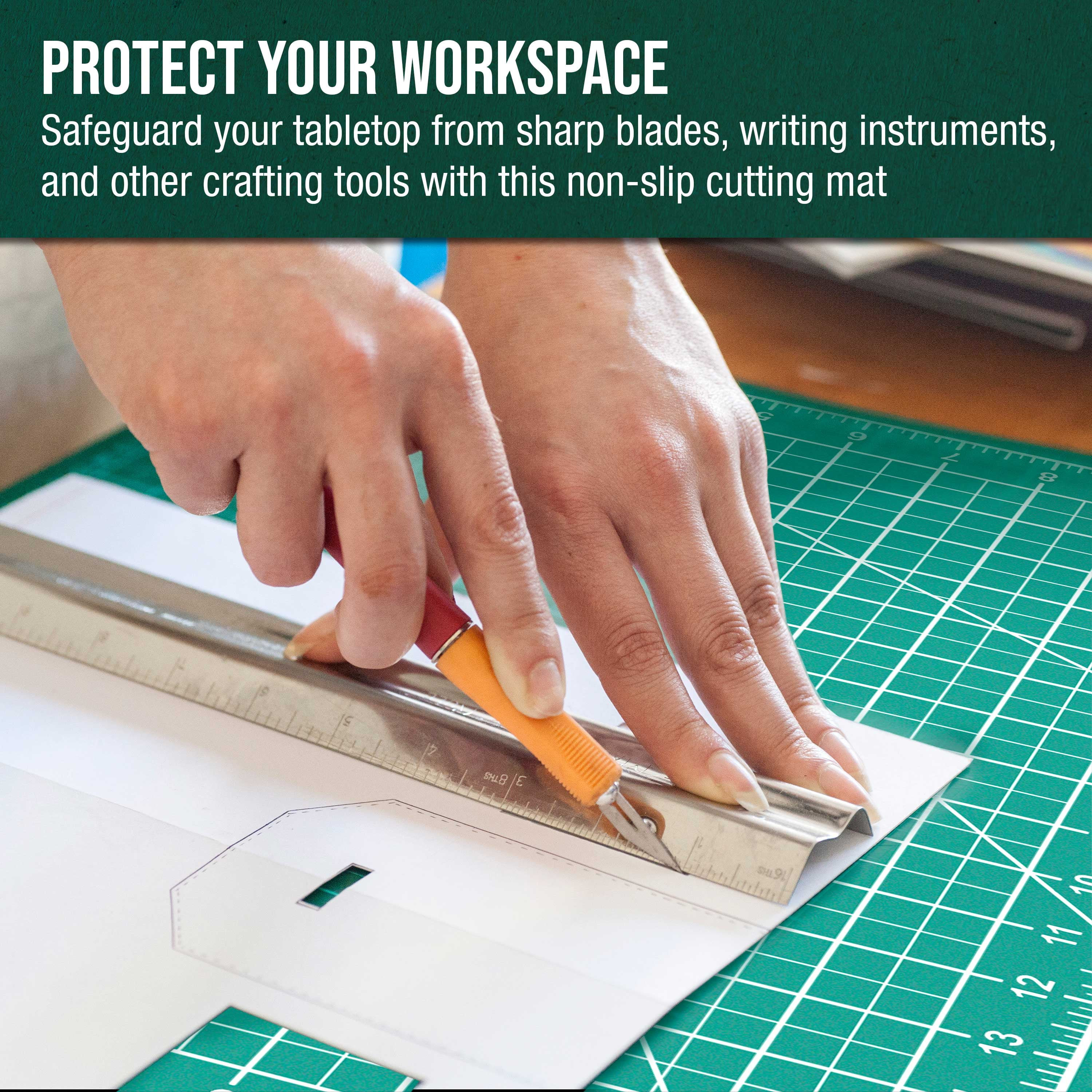 U.S. Art Supply 9" x 12" Self-Healing Cutting Mat 5-Ply - Double-Sided Green/Black Craft Mat, Non-Slip Cutting Mats for Crafts, Sewing, Quilting, Scrapbooking
