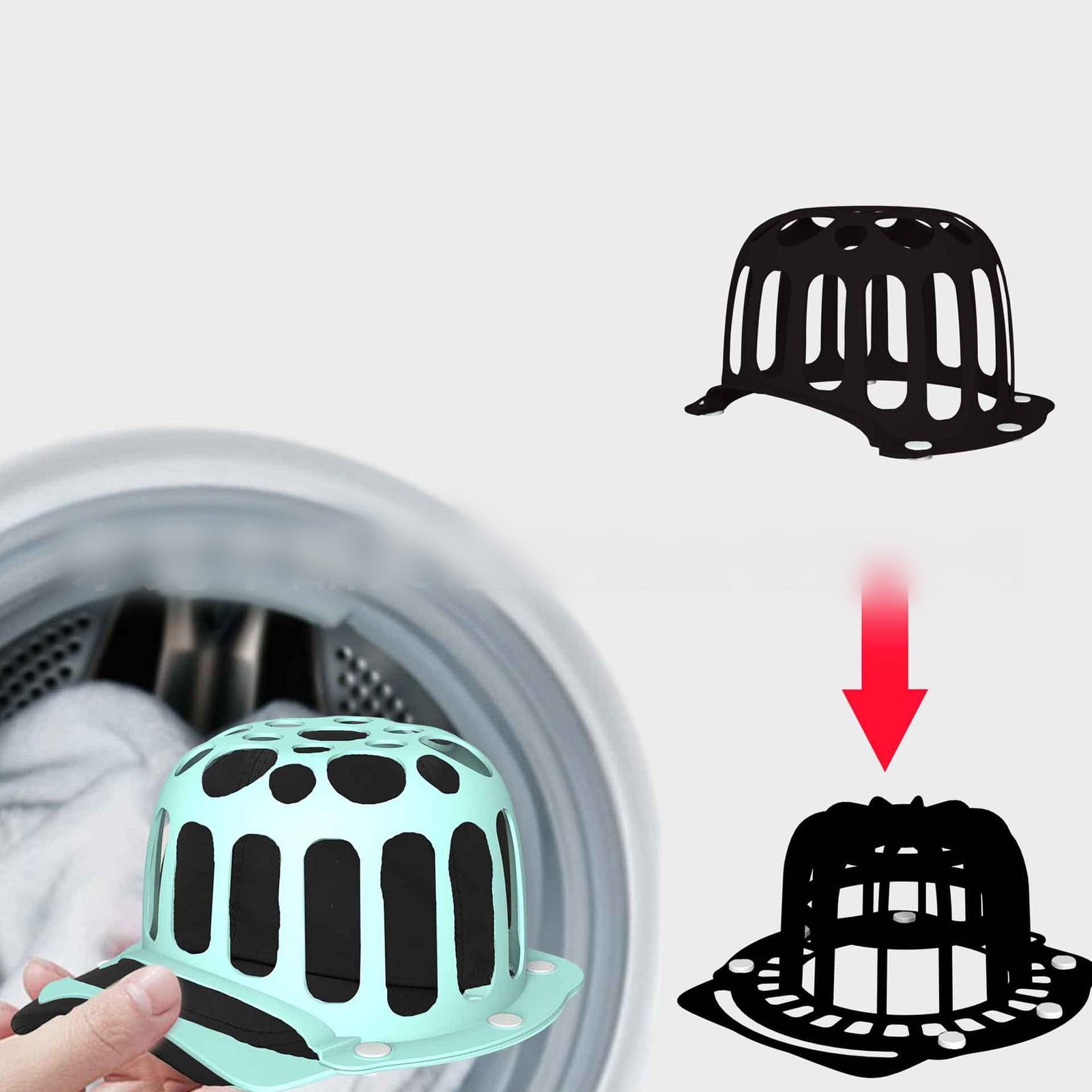 Reusable Hat Washer Cage Baseball Caps Silicone Caps Holder Caps Cleaner Protector Silicone Texture for Washing Machine