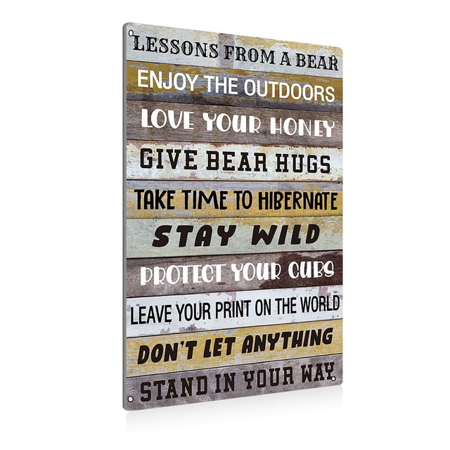 Beastzheng Letrero De Metal Con Texto En Inglés "Leson From A Bear", Decoración Artística De Pared, Letrero Rústico Con Consejos De Oso Para Decoración Del Hogar Y El Campo, Regalos