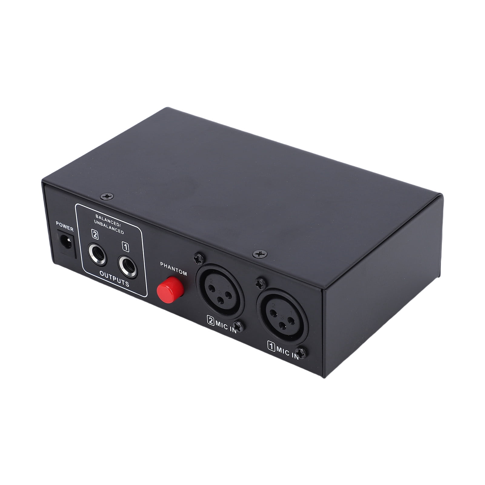 Yajisi 2 Channel Microphone Preamp Mic Preamplifier XLR Inputs Phantom Power Metal Shell for Recording Live Performances Black EU Plug (5.5 inches / 14 cm)
