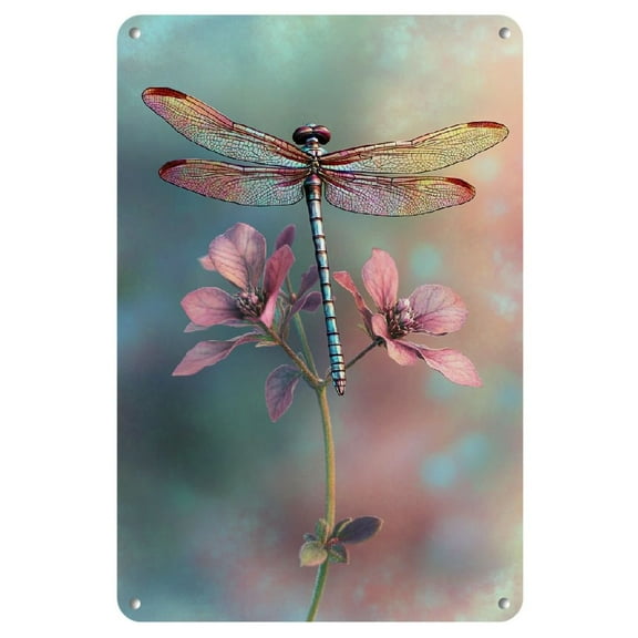 2D Dragonfly Iron Wall Art - 8"X12" Square Metal Sign For Home, Living Room, Farmhouse Decor | Versatile Hanging Wreath Plaque For Bar & Restaurant