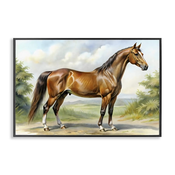 Stupell Industries Rustic Lodge Majestic Horse in Pastoral Landscape Black Framed Giclee Art, 18 x 12, by Creative Studio