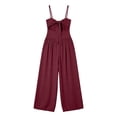 thumbnail image 6 of Solid Camisole Hollow Out Tie Front Wide Leg Jumpsuit Piece, 6 of 6