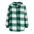 thumbnail image 3 of BUIgtTklOP Women's Keep Warm Casual Hooded Plaid Zip Pocket Jacket Top Blouse Coat, 3 of 5