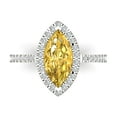 thumbnail image 2 of 2.38ct marquise cut yellow natural citrine 18k white gold halo Bridal Wedding Engagement Promise Anniversary Ring for Women size 4, 2 of 7