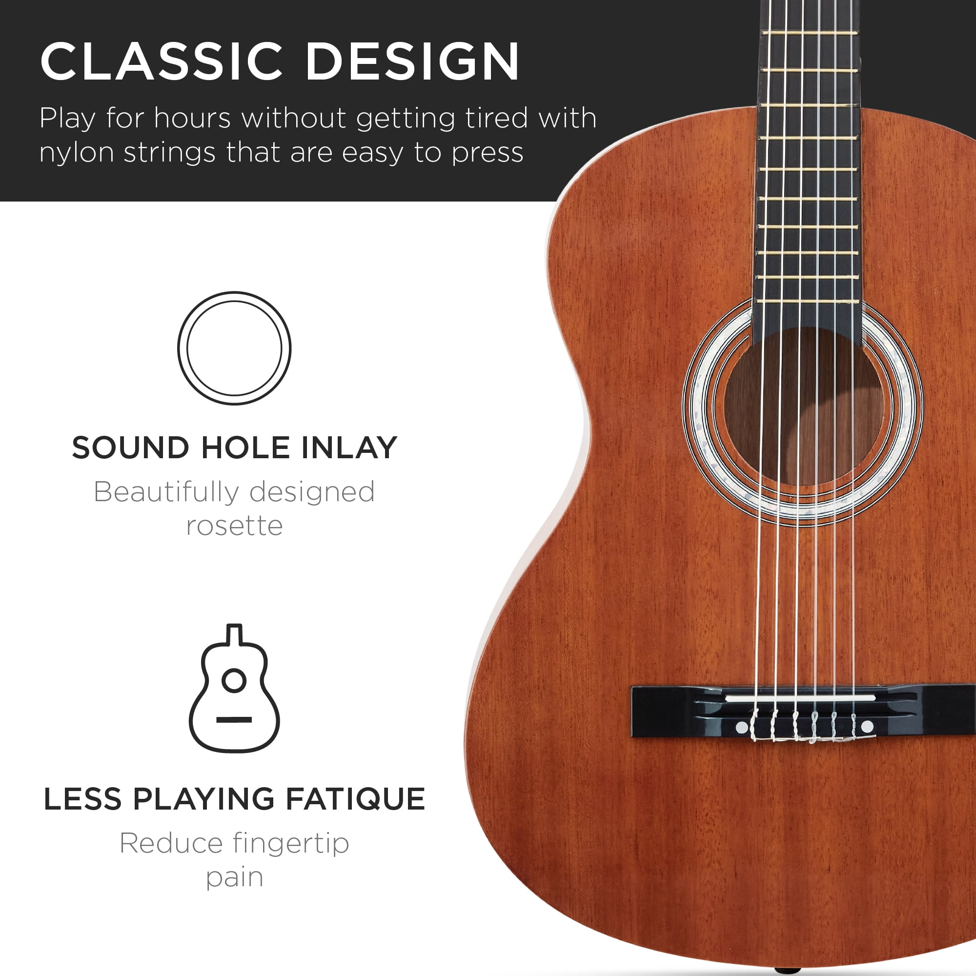 Best Choice Products 38in Beginner Acoustic Guitar Starter Kit w/ Gig Bag, Strap, Extra Strings - Natural Mahogany