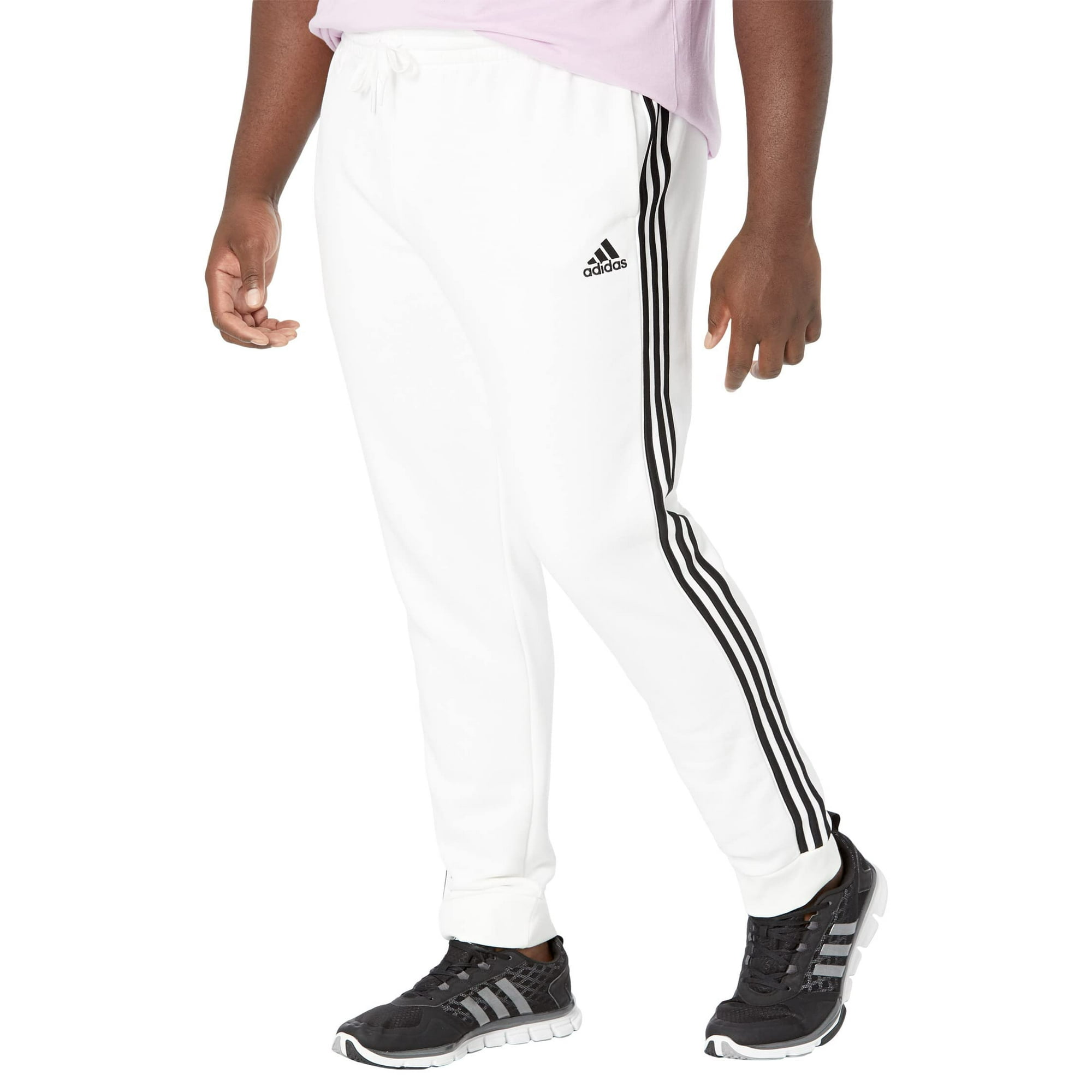 adidas Essentials 3-Stripes Tapered Cuff Fleece Pants White/Black R Walmart Canada