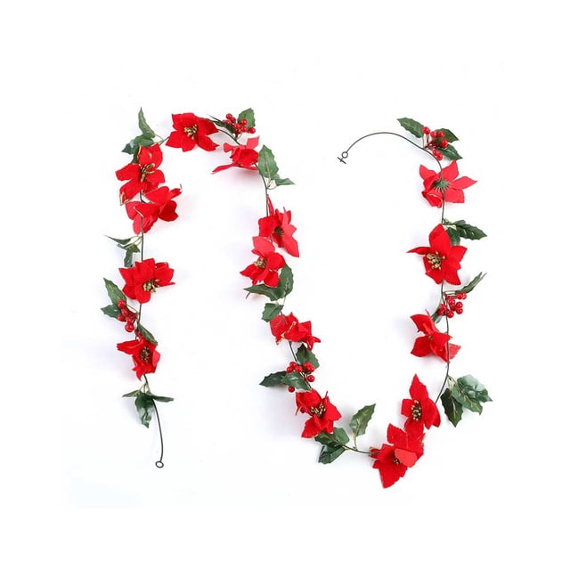 Cateissary Guirnalda navideña Decoraciones Decoración para el hogar Puerta de la pared Hoja Flores Vid Año Nuevo Vacaciones Guirnaldas colgantes 250 cm Kits de decoración para fiestas Tipo F Cateissary HA069852-06