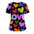 thumbnail image 3 of CCRFTGI Valentine Scrubs for Women Plus Size Love Heart Print Nursing Uniform Fashion V Neck Scrub Shirt Holiday Short Sleeve Medical Workwear with Pockets Multicolor 4XL, 3 of 4