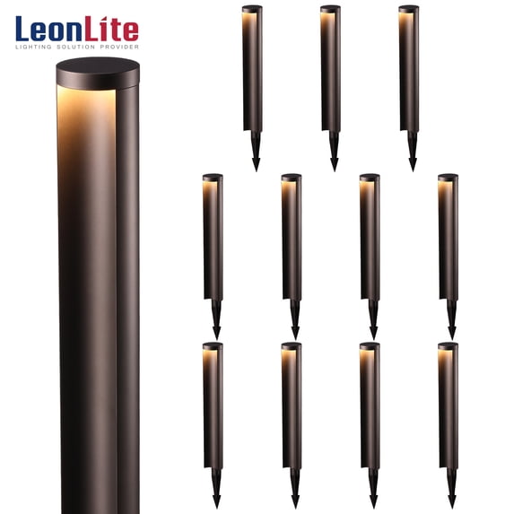LEONLITE 12-Pack 5W LED Landscape Pathway Light, 12-24V Low Voltage Side Lit Path lights, IP65 Waterproof Yard Backyard Driveway Sidewalk Light, Die-Casted Aluminum, 3000K Warm White