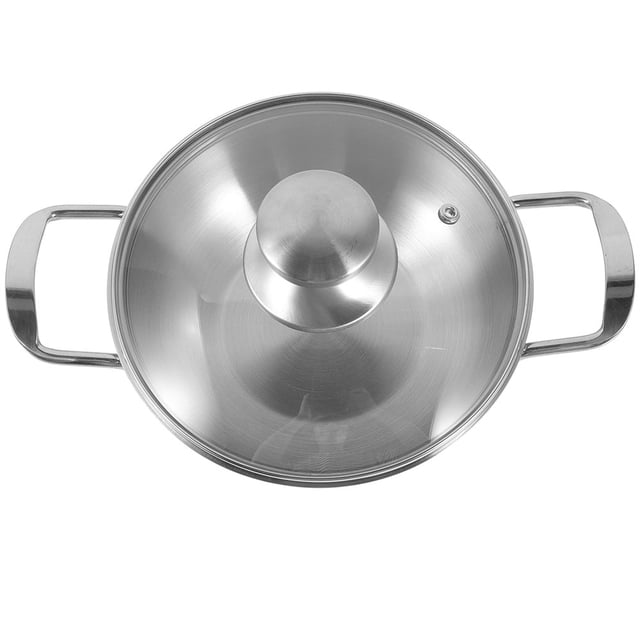 Raindrops 1 Set Outdoor Cooking Equipment Stainless Steel Cooking Pan Round Household Easy to Clean