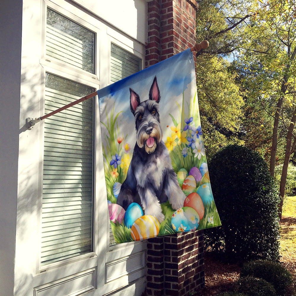 Schnauzer Easter Egg Hunt House Flag 28 in x 40 in