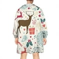 thumbnail image 2 of Wearable Oversized Blanket,Multicolor Christmas Deer Pattern Wearable Blanket Hoodie for Adults,Cozy Hooded Blankets with Super Pockets,Super Warm Fuzzy Pullover for Women & Men, 2 of 6