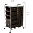 thumbnail image 2 of Rolling Utility Organizer Storage Cart , for Home Office, School, Classroom, Scrapbook, Hobby, Craft, 15 Drawer, Black, 2 of 9