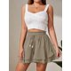 thumbnail image 2 of Pantalones de falda con volantes de doble capa for mujer, con cintura elástica y cordón, pantalones de falda informales antiexposición deportivos, 2 of 7