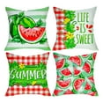 thumbnail image 7 of Summer Watermelon Pillow Covers 18x18 Inch Set of 1 Seasonal Red and Green Plaid Outdoor Decorative Throw Pillows Rustic Farmhouse Holiday Pillowcases for Bed Couch Bedding Sofa, 7 of 7