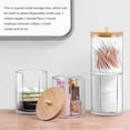thumbnail image 3 of Bovn Holder Dispenser for Cotton Ball, Cotton Swab, Cotton Round Pads, Floss - Qtip Clear Apothecary Jar Set for Bathroom Canister Storage Organization, Vanity Makeup Organizer, 3 of 4