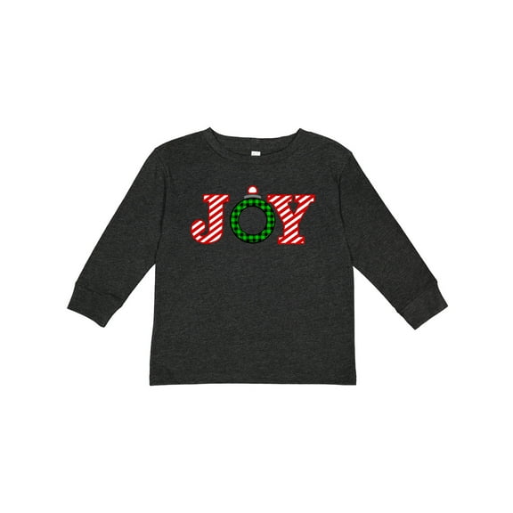 Inktastic Joy Christmas Ornament with Candy Cane Stripes Boys or Girls Long Sleeve Toddler T-Shirt