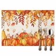 thumbnail image 2 of Fall Pumpkin Placemats Set of 12 Orange Leaf Thanksgiving Vintage Letter Heat Insulated Linen Place Mats, Washable Stain-Proof Table Mats for Dining Tables Holiday Decor 13x19inch, 2 of 9