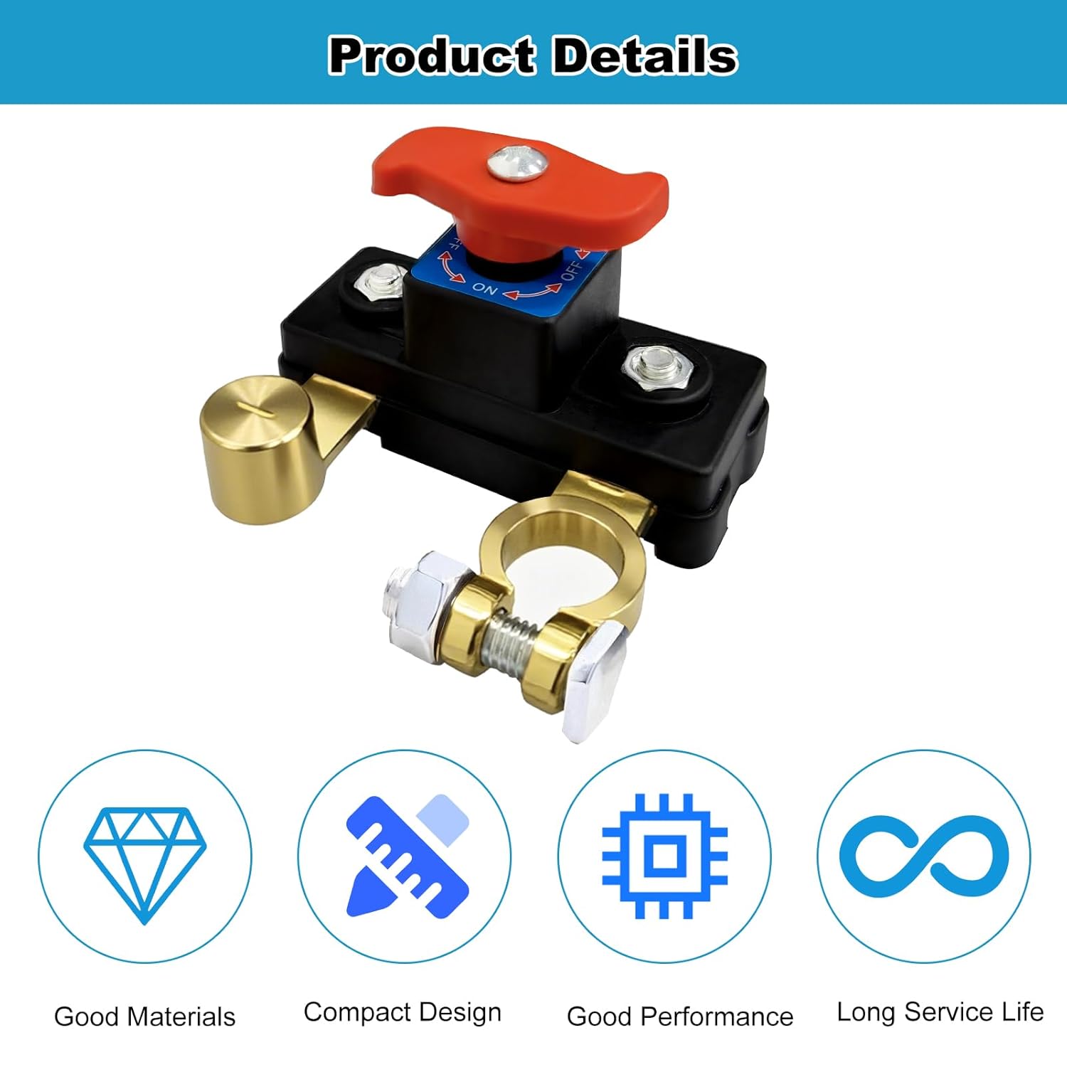 Car Battery Power Cut-Off Switch Breaker, Pure Copper Stable Transmission High Conductivity Disconnect Switch Smart Battery Disconnect for Car Truck Boat Rv Supplies