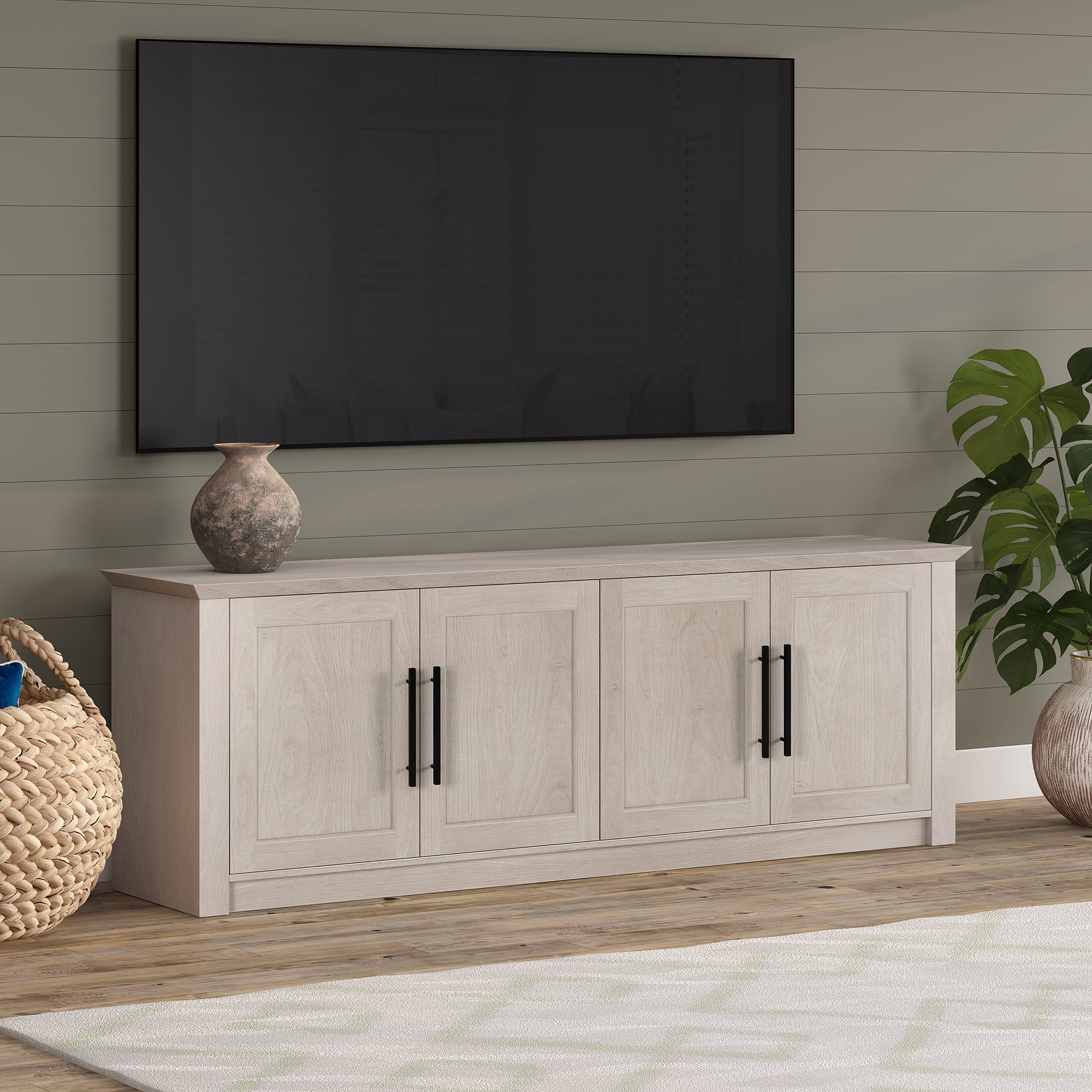 Thornwell Rectangular TV Stand for TV's up to 78" in Alder White
