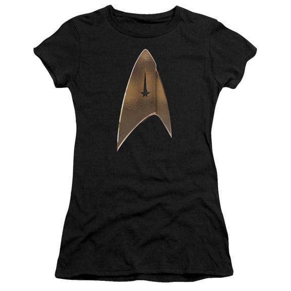 Star Trek Discovery Command Shield Junior Women's Sheer T-Shirt Black