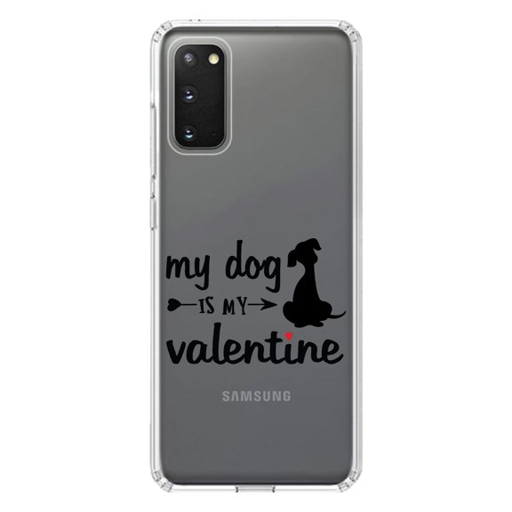 DistinctInk Clear Shockproof Hybrid Case for Galaxy S20 ULTRA / 5G (6.9" Screen) - TPU Bumper Acrylic Back Tempered Glass Screen Protector - My Dog is My Valentine