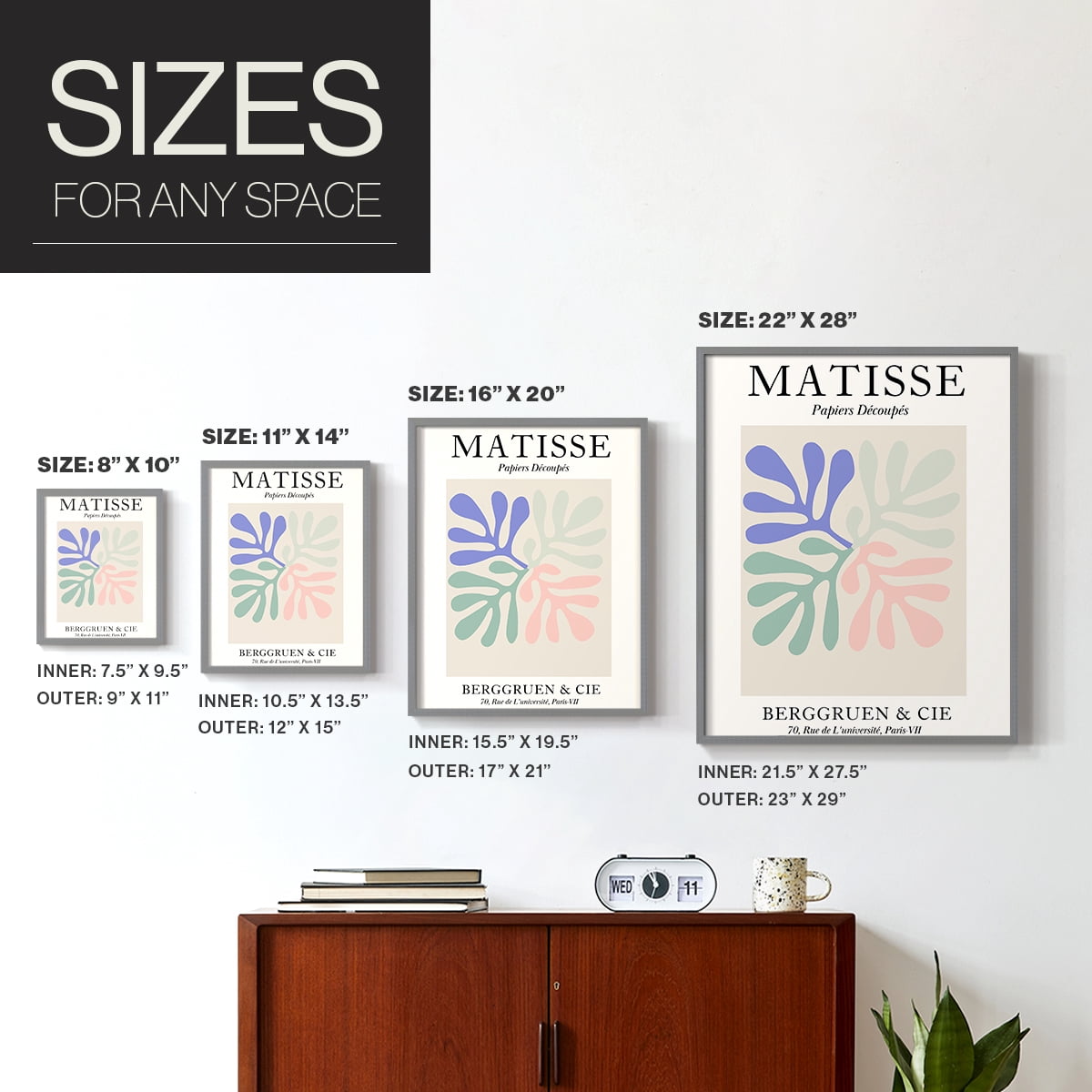 Matisse DIV Framed Print in Gray Solid Wood Framed Print No Nail Hanging