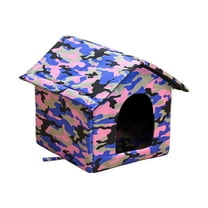 PureCasa Outdoor Oxford Cloth Waterproof Dog Cat Bed, Enclosed Dog Cat House Kennel for Autumn Winter, Warm House Sleeping Pad for Small Cats Dogs, Modern Decor, 1 Pack, 18"x18"x16", Multicolor