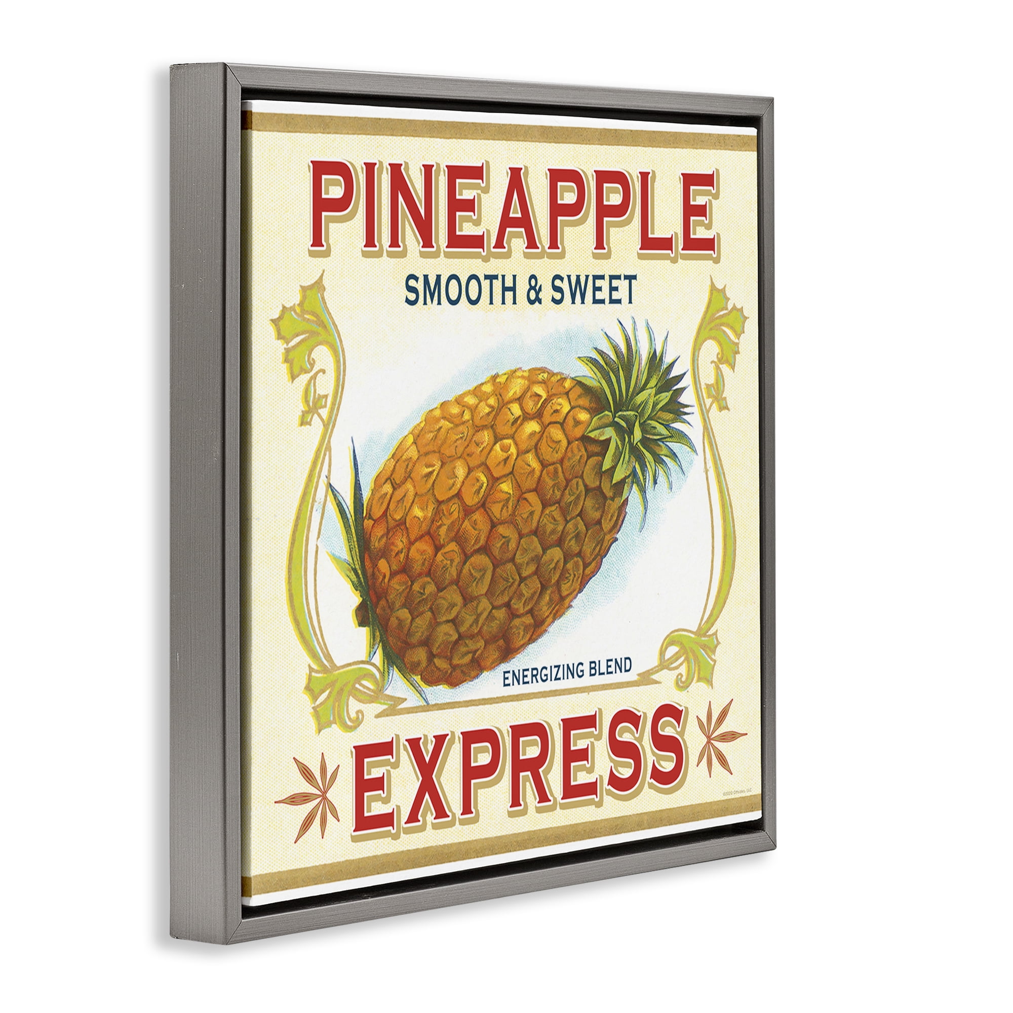 Stupell Industries Smooth & Sweet Pineapple Food & Beverage Painting Gray Floater Framed Canvas Art Print Wall Art, 25 x 25