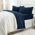 thumbnail image 4 of Micro Fleece Extra Soft Cozy Velvet Plush Sheet Set. Deluxe Bed Sheets with Deep Pockets. Velvet Luxe Collection (Full, Denim Blue), 4 of 5