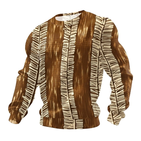 FRSASU Men's Art Print Long-sleeved Shirt Casual formal Wear Spring Loose Round Neck Tops Tees Multicolor-I