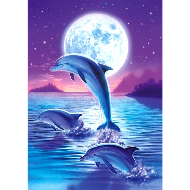 Taladro de pintura de diamante (DE0878) Dolphin Jump punto de cruz 5D DIY Kit completo de bordado 30x40cm FLhrweasw Nuevo