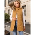 thumbnail image 2 of DARING DIVA Women's Stand Collar Sleeveless Puffy Jacket Lightweight Gilet S Brown, 2 of 8