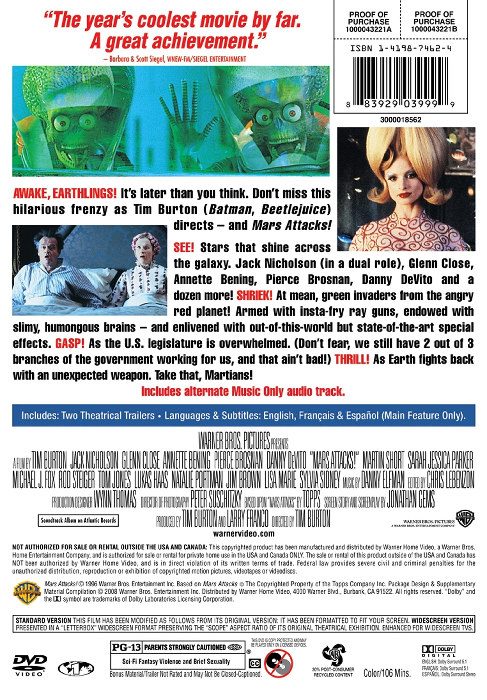 Mars Attacks! (DVD), Comedy, Warner Bros.